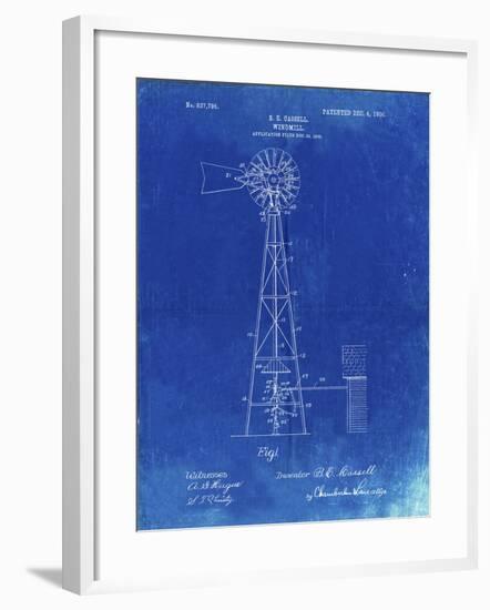 PP1137-Faded Blueprint Windmill 1906 Patent Poster-Cole Borders-Framed Giclee Print