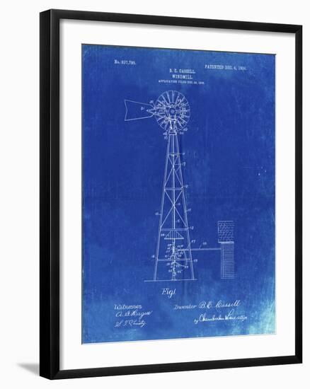 PP1137-Faded Blueprint Windmill 1906 Patent Poster-Cole Borders-Framed Giclee Print