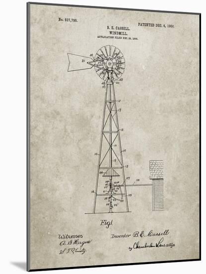 PP1137-Sandstone Windmill 1906 Patent Poster-Cole Borders-Mounted Giclee Print