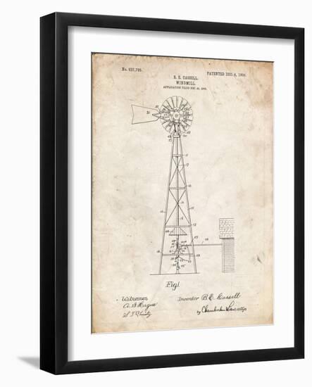 PP1137-Vintage Parchment Windmill 1906 Patent Poster-Cole Borders-Framed Giclee Print