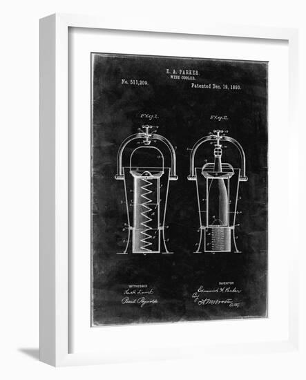 PP1138-Black Grunge Wine Cooler 1893 Patent Poster-Cole Borders-Framed Giclee Print