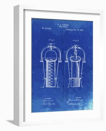 PP1138-Faded Blueprint Wine Cooler 1893 Patent Poster-Cole Borders-Framed Giclee Print