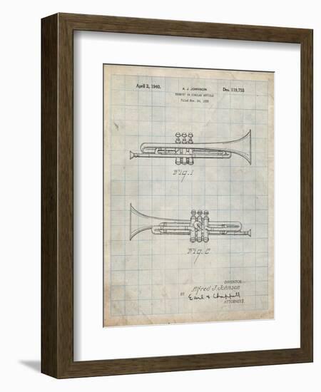 PP1140-Antique Grid Parchment York Trumpet 1939 Patent Poster-Cole Borders-Framed Giclee Print