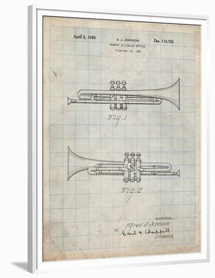 PP1140-Antique Grid Parchment York Trumpet 1939 Patent Poster-Cole Borders-Framed Premium Giclee Print