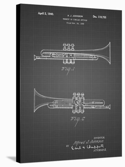 PP1140-Black Grid York Trumpet 1939 Patent Poster-Cole Borders-Stretched Canvas