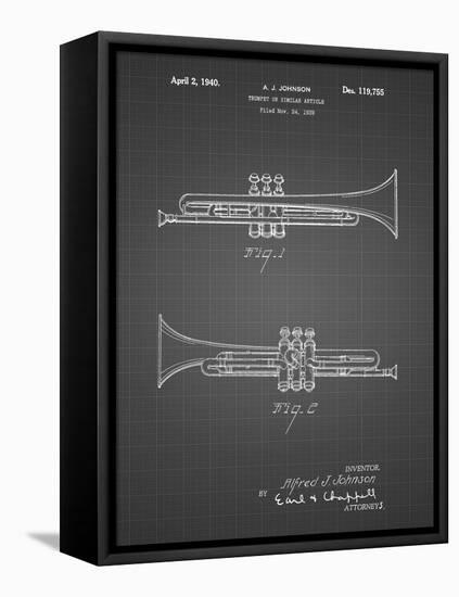 PP1140-Black Grid York Trumpet 1939 Patent Poster-Cole Borders-Framed Stretched Canvas