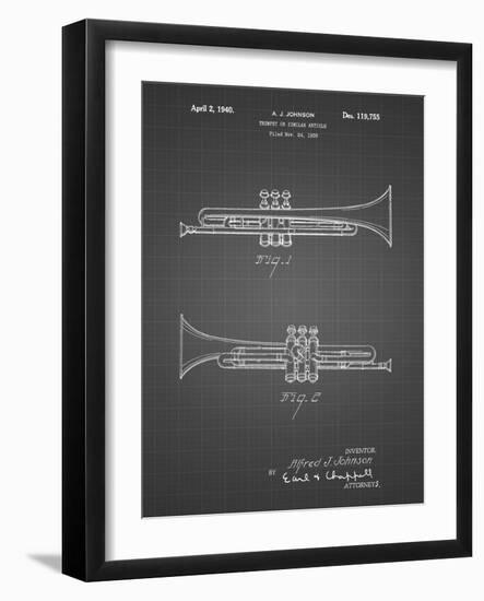 PP1140-Black Grid York Trumpet 1939 Patent Poster-Cole Borders-Framed Giclee Print