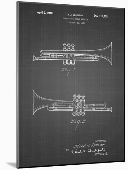 PP1140-Black Grid York Trumpet 1939 Patent Poster-Cole Borders-Mounted Giclee Print