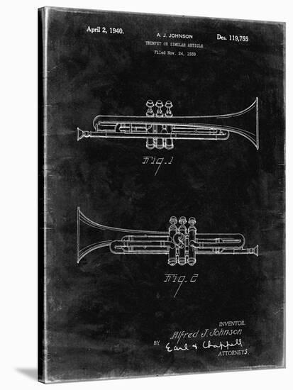 PP1140-Black Grunge York Trumpet 1939 Patent Poster-Cole Borders-Stretched Canvas