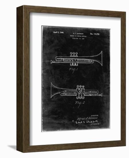 PP1140-Black Grunge York Trumpet 1939 Patent Poster-Cole Borders-Framed Giclee Print