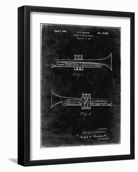 PP1140-Black Grunge York Trumpet 1939 Patent Poster-Cole Borders-Framed Giclee Print