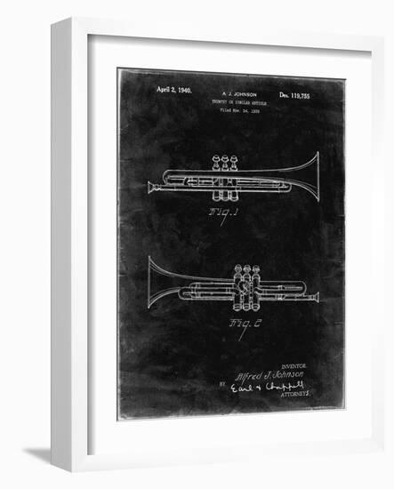 PP1140-Black Grunge York Trumpet 1939 Patent Poster-Cole Borders-Framed Giclee Print