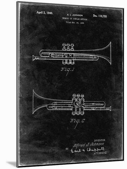 PP1140-Black Grunge York Trumpet 1939 Patent Poster-Cole Borders-Mounted Giclee Print