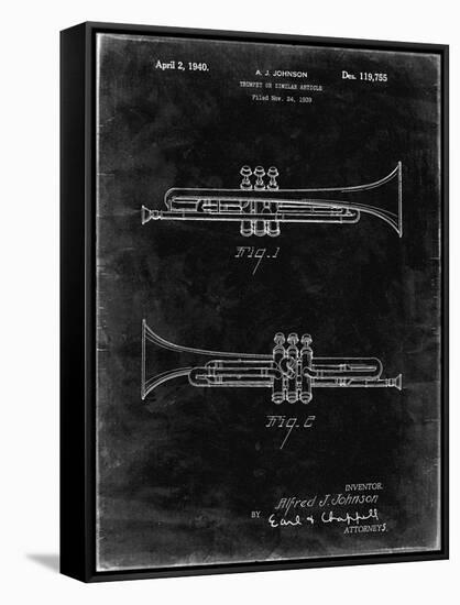 PP1140-Black Grunge York Trumpet 1939 Patent Poster-Cole Borders-Framed Stretched Canvas