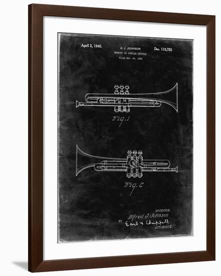 PP1140-Black Grunge York Trumpet 1939 Patent Poster-Cole Borders-Framed Giclee Print