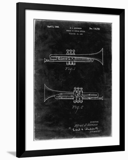 PP1140-Black Grunge York Trumpet 1939 Patent Poster-Cole Borders-Framed Giclee Print