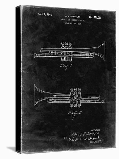 PP1140-Black Grunge York Trumpet 1939 Patent Poster-Cole Borders-Stretched Canvas