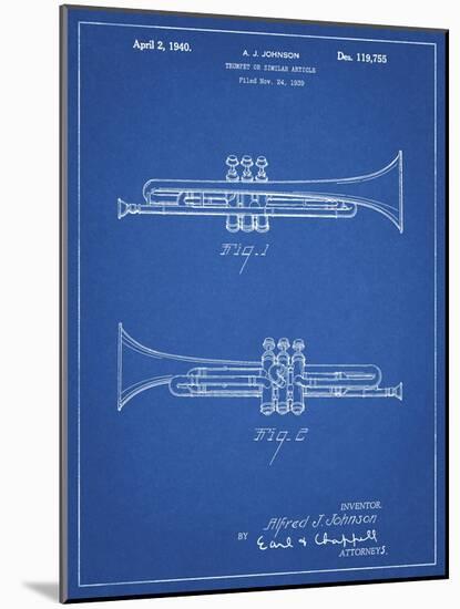 PP1140-Blueprint York Trumpet 1939 Patent Poster-Cole Borders-Mounted Giclee Print