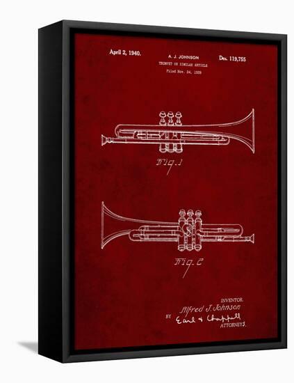 PP1140-Burgundy York Trumpet 1939 Patent Poster-Cole Borders-Framed Stretched Canvas