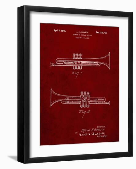 PP1140-Burgundy York Trumpet 1939 Patent Poster-Cole Borders-Framed Giclee Print