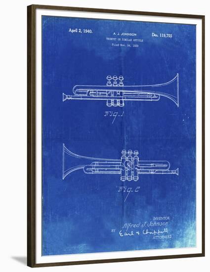 PP1140-Faded Blueprint York Trumpet 1939 Patent Poster-Cole Borders-Framed Premium Giclee Print