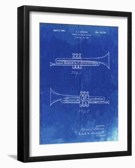 PP1140-Faded Blueprint York Trumpet 1939 Patent Poster-Cole Borders-Framed Giclee Print