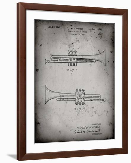 PP1140-Faded Grey York Trumpet 1939 Patent Poster-Cole Borders-Framed Giclee Print