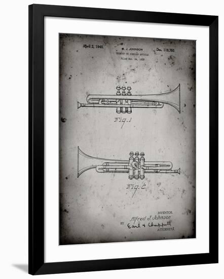 PP1140-Faded Grey York Trumpet 1939 Patent Poster-Cole Borders-Framed Giclee Print