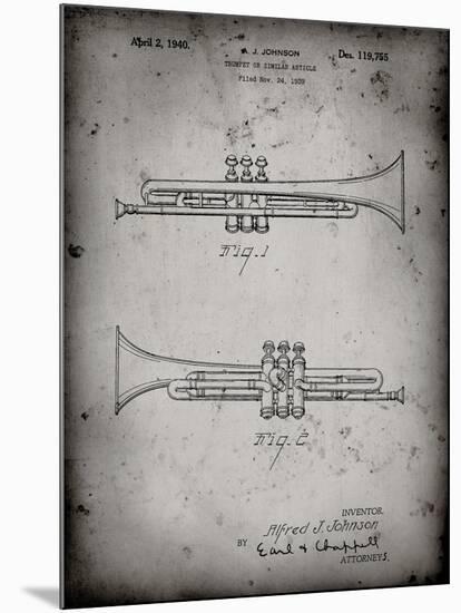 PP1140-Faded Grey York Trumpet 1939 Patent Poster-Cole Borders-Mounted Giclee Print