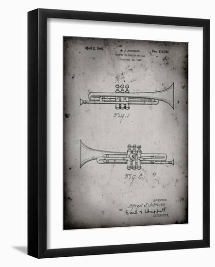 PP1140-Faded Grey York Trumpet 1939 Patent Poster-Cole Borders-Framed Giclee Print