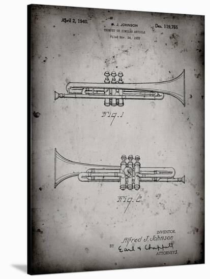 PP1140-Faded Grey York Trumpet 1939 Patent Poster-Cole Borders-Stretched Canvas