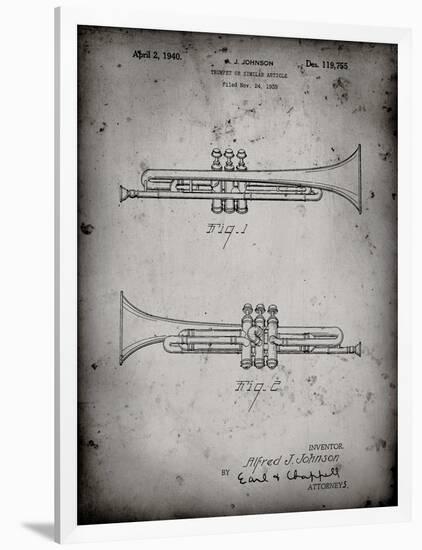 PP1140-Faded Grey York Trumpet 1939 Patent Poster-Cole Borders-Framed Premium Giclee Print