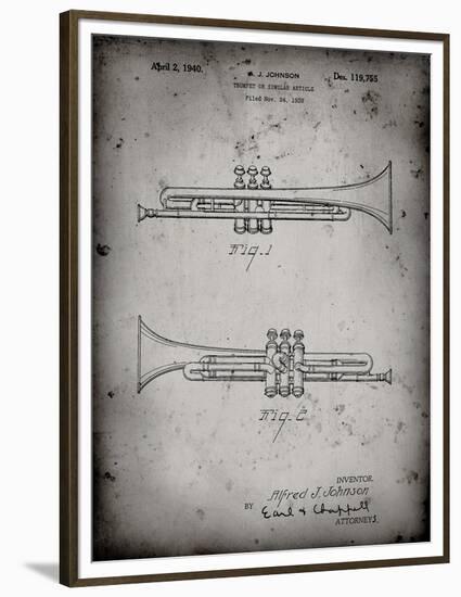 PP1140-Faded Grey York Trumpet 1939 Patent Poster-Cole Borders-Framed Premium Giclee Print