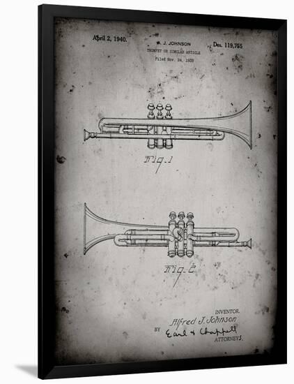 PP1140-Faded Grey York Trumpet 1939 Patent Poster-Cole Borders-Framed Premium Giclee Print