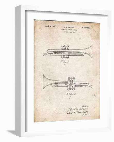 PP1140-Vintage Parchment York Trumpet 1939 Patent Poster-Cole Borders-Framed Giclee Print