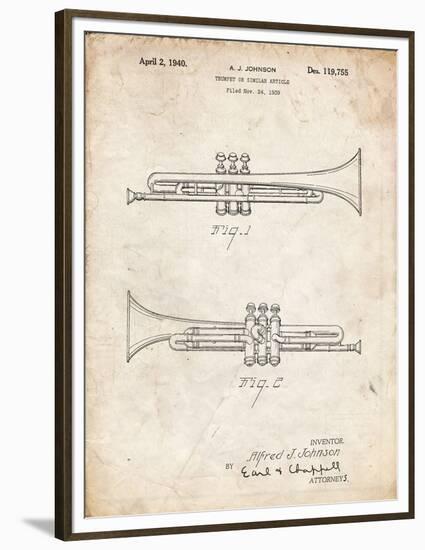 PP1140-Vintage Parchment York Trumpet 1939 Patent Poster-Cole Borders-Framed Premium Giclee Print