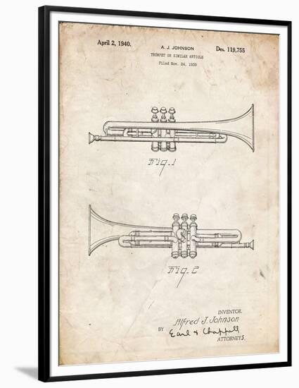 PP1140-Vintage Parchment York Trumpet 1939 Patent Poster-Cole Borders-Framed Premium Giclee Print