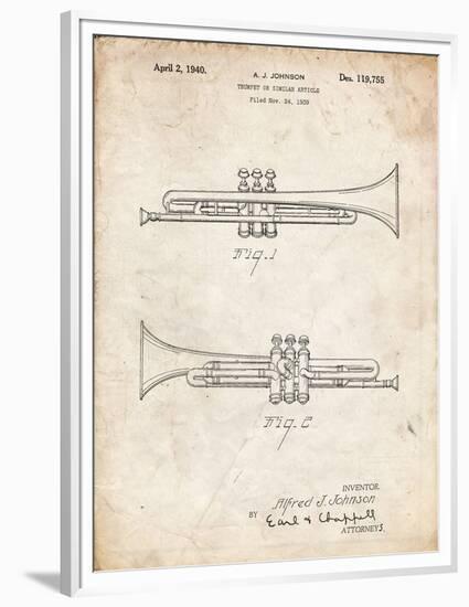 PP1140-Vintage Parchment York Trumpet 1939 Patent Poster-Cole Borders-Framed Premium Giclee Print