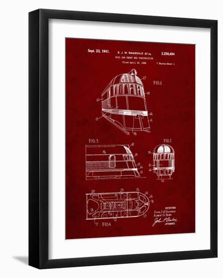 PP1141-Burgundy Zephyr Train Patent Poster-Cole Borders-Framed Giclee Print