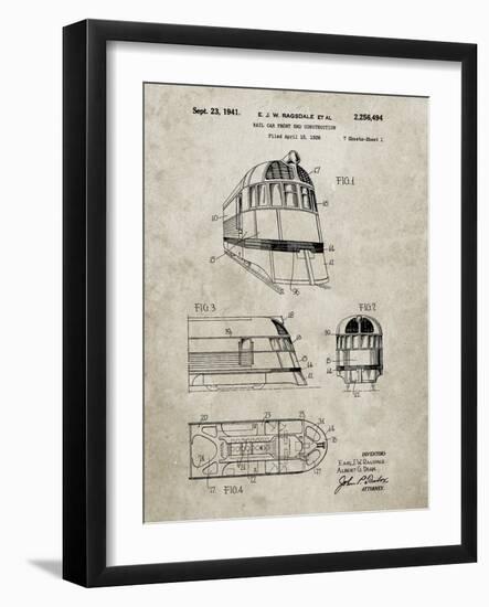 PP1141-Sandstone Zephyr Train Patent Poster-Cole Borders-Framed Giclee Print