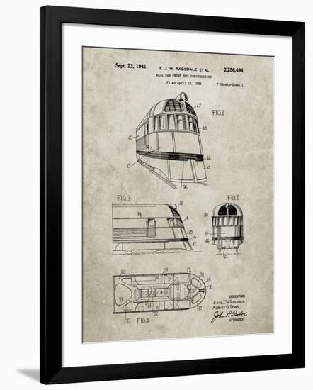 PP1141-Sandstone Zephyr Train Patent Poster-Cole Borders-Framed Giclee Print