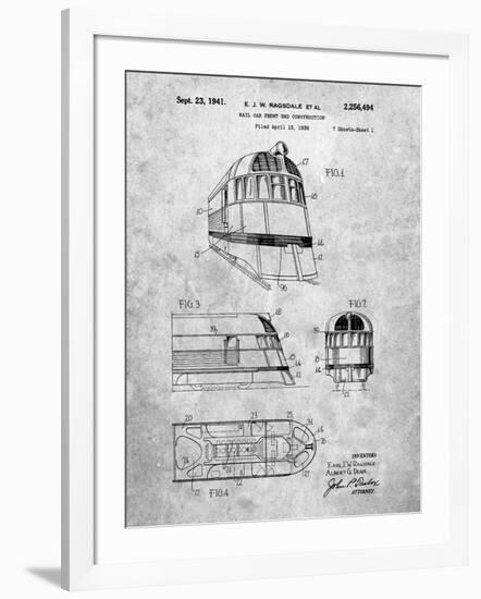 PP1141-Slate Zephyr Train Patent Poster-Cole Borders-Framed Giclee Print