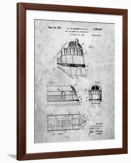 PP1141-Slate Zephyr Train Patent Poster-Cole Borders-Framed Giclee Print