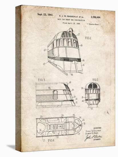 PP1141-Vintage Parchment Zephyr Train Patent Poster-Cole Borders-Stretched Canvas