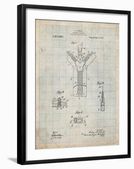 PP1143-Antique Grid Parchment Zipper 1917 Patent Poster-Cole Borders-Framed Giclee Print