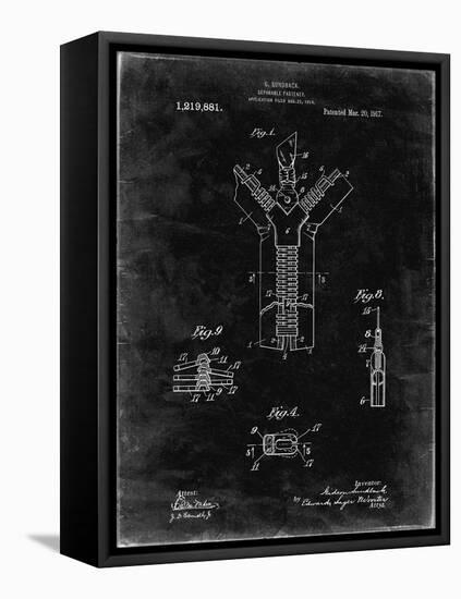 PP1143-Black Grunge Zipper 1917 Patent Poster-Cole Borders-Framed Stretched Canvas