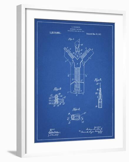 PP1143-Blueprint Zipper 1917 Patent Poster-Cole Borders-Framed Giclee Print