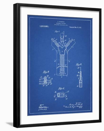 PP1143-Blueprint Zipper 1917 Patent Poster-Cole Borders-Framed Giclee Print