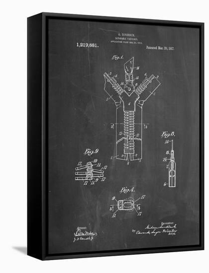 PP1143-Chalkboard Zipper 1917 Patent Poster-Cole Borders-Framed Stretched Canvas