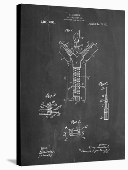 PP1143-Chalkboard Zipper 1917 Patent Poster-Cole Borders-Stretched Canvas